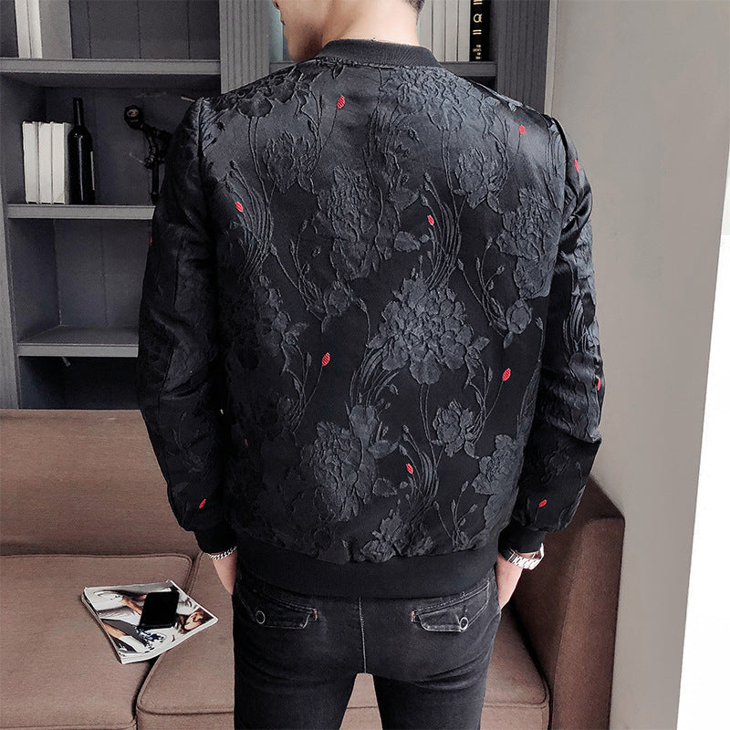 Personality Pattern Stand Collar Jacket For Men