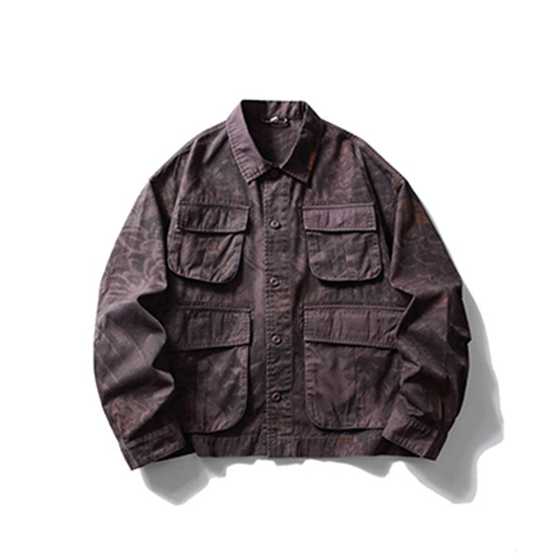 Tie-dye Camouflage Workwear Jacket For Men