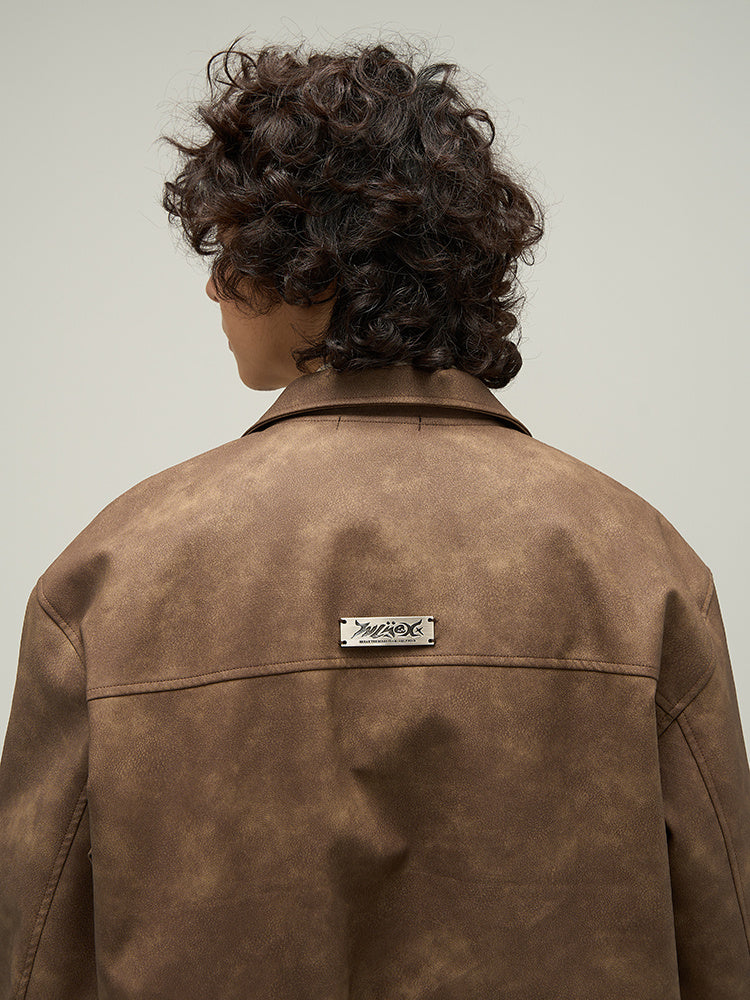 American Retro Brown Leather Jacket For Men