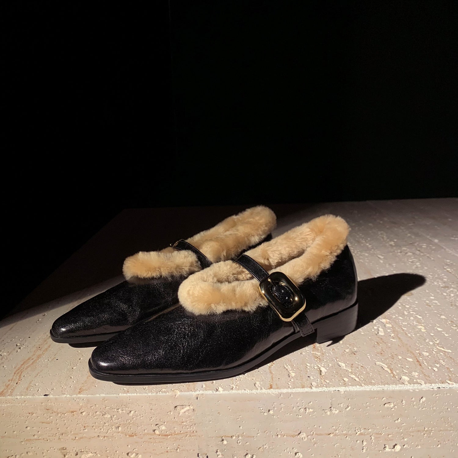Sheepskin Ankle-strap Shoes Women