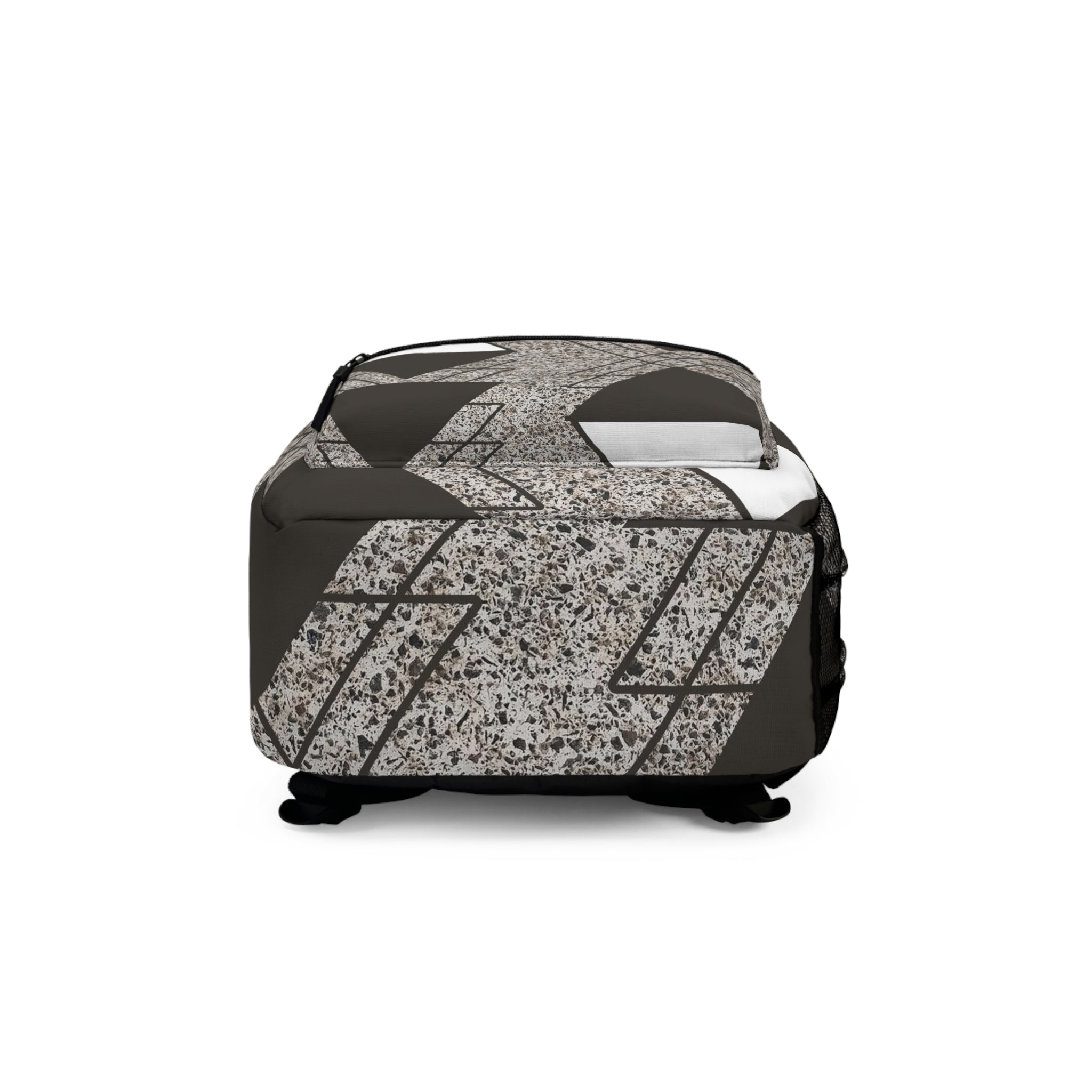Backpack - Large Water-resistant Bag - Brown and White Triangular