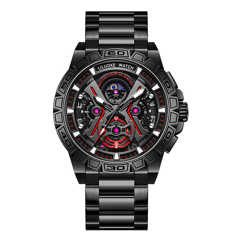 Three-Dimensional Hollow Waterproof Luminous Multifunction Quartz Watch