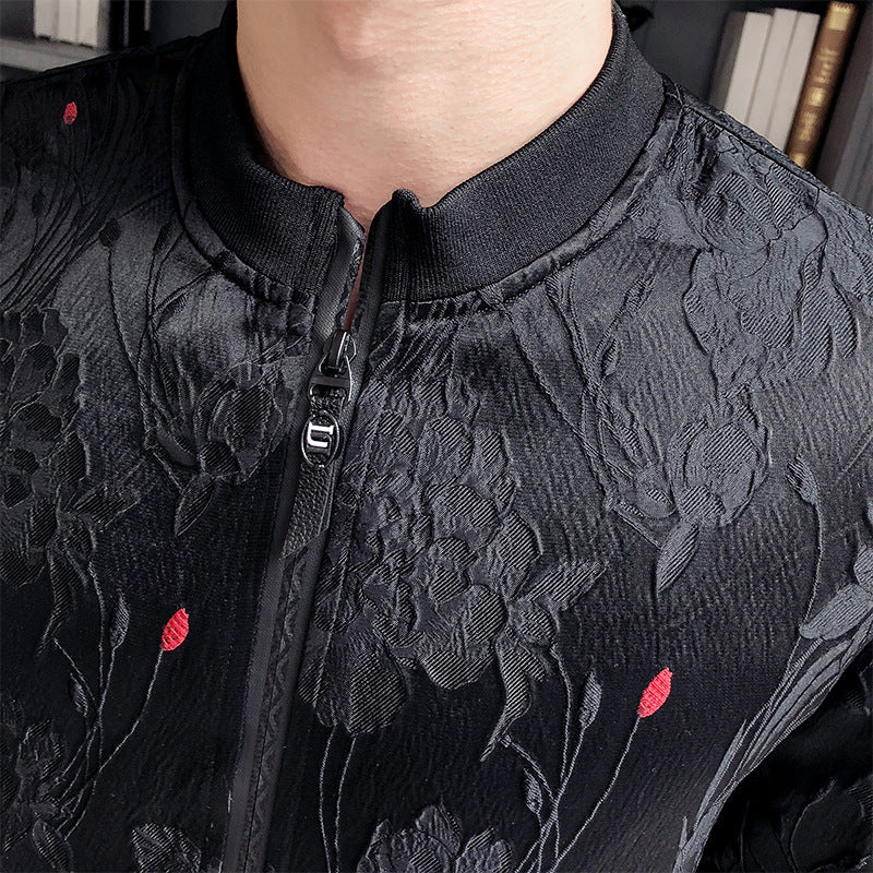 Personality Pattern Stand Collar Jacket For Men