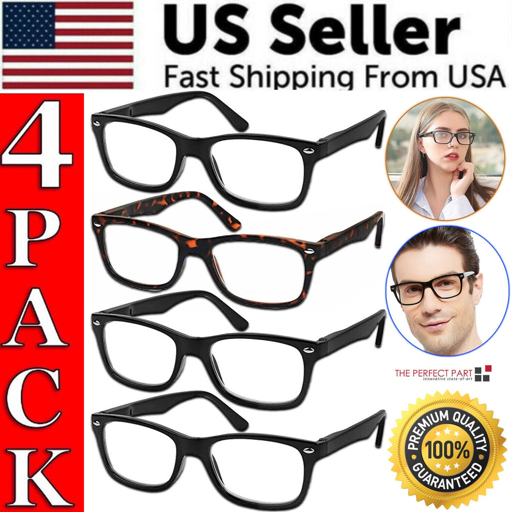 Mens Womens Reading Glasses 4 Pairs Unisex Classic Retro Spring Hinge