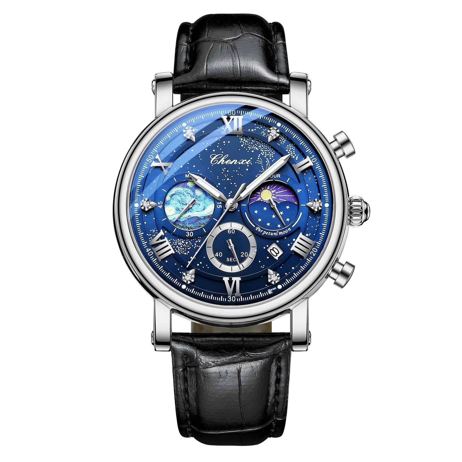 Multifunctional Luminous Moon Phase Calendar Watch