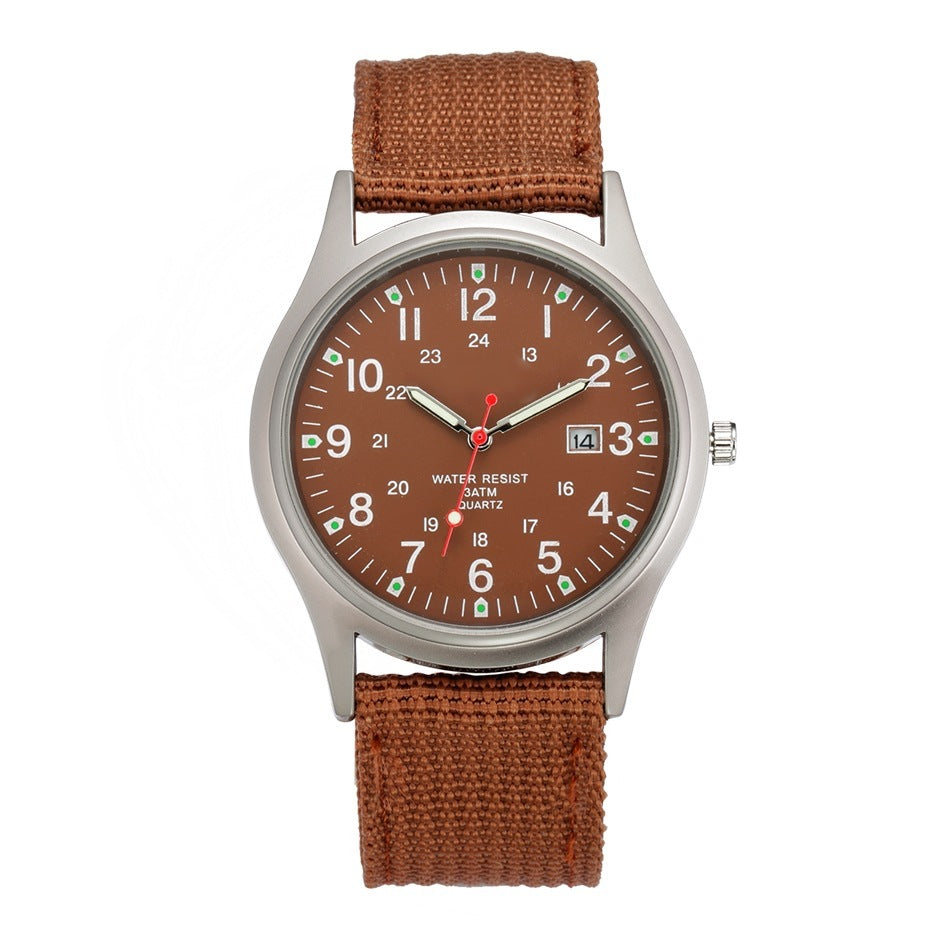 Watches Fabric Band Military Calendar Army Clock