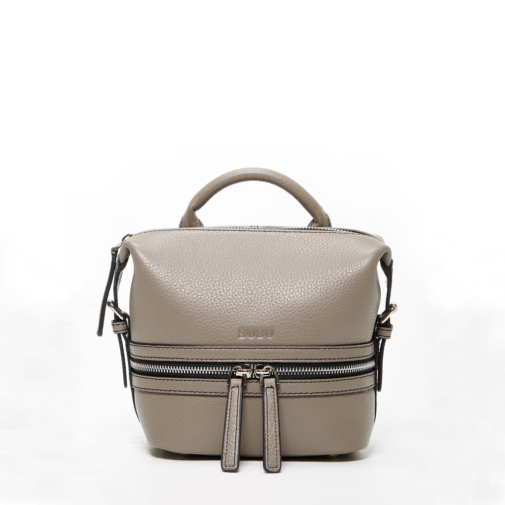 Gray Leather Backpack Purse for Women Convertible Crossbody Bag Medium