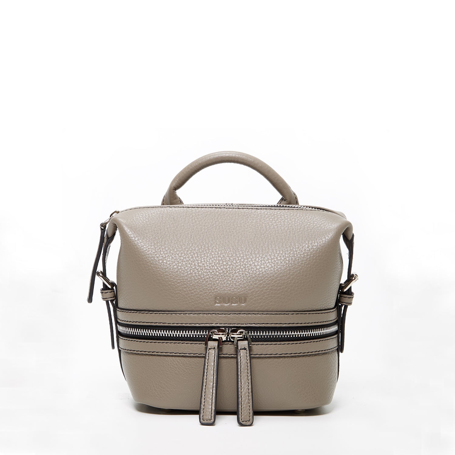 Gray Leather Backpack Purse for Women Convertible Crossbody Bag Medium