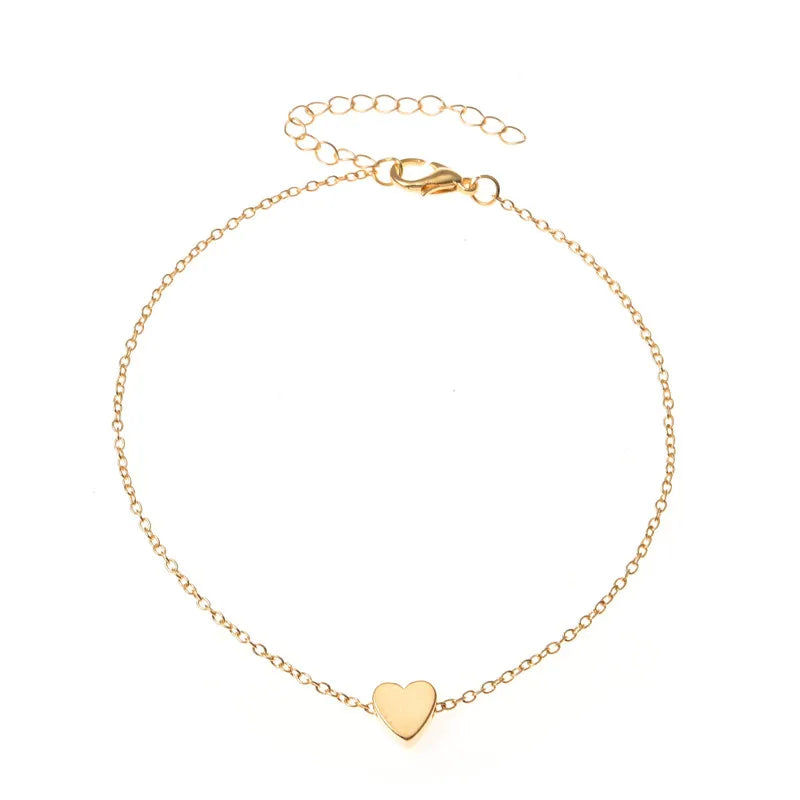 Trendy Beads Multilayer Summer Heart Anklet For Woman Bohemian Vintage