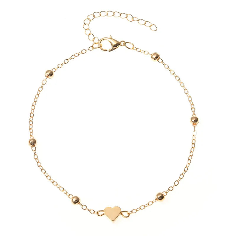 Trendy Beads Multilayer Summer Heart Anklet For Woman Bohemian Vintage