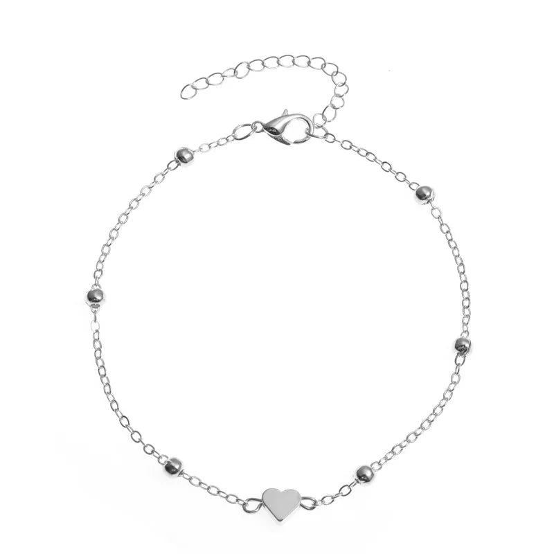 Trendy Beads Multilayer Summer Heart Anklet For Woman Bohemian Vintage