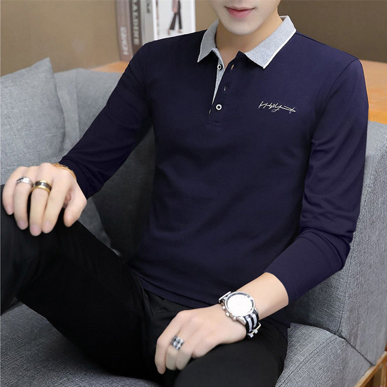 Polo Shirt Men's Long-sleeved T-shirt Top  Men's Clothing