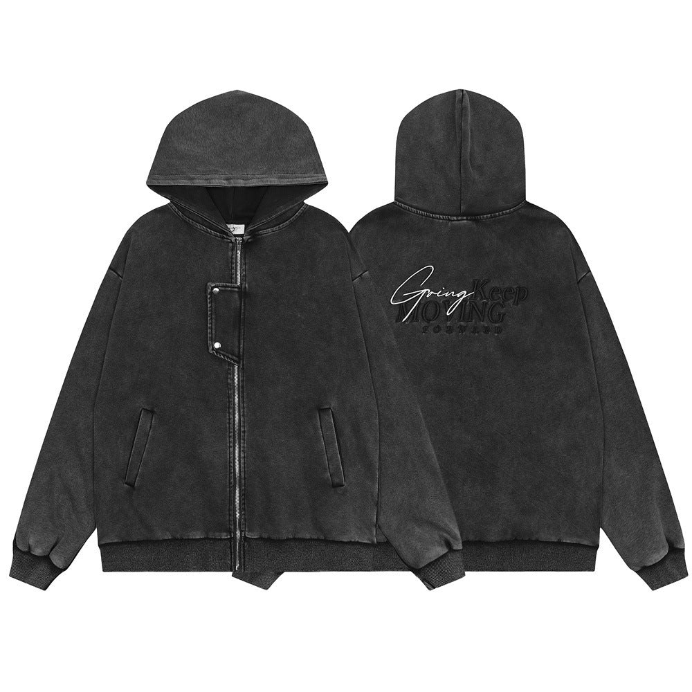 Washed Old Hooded Jacket For Men
