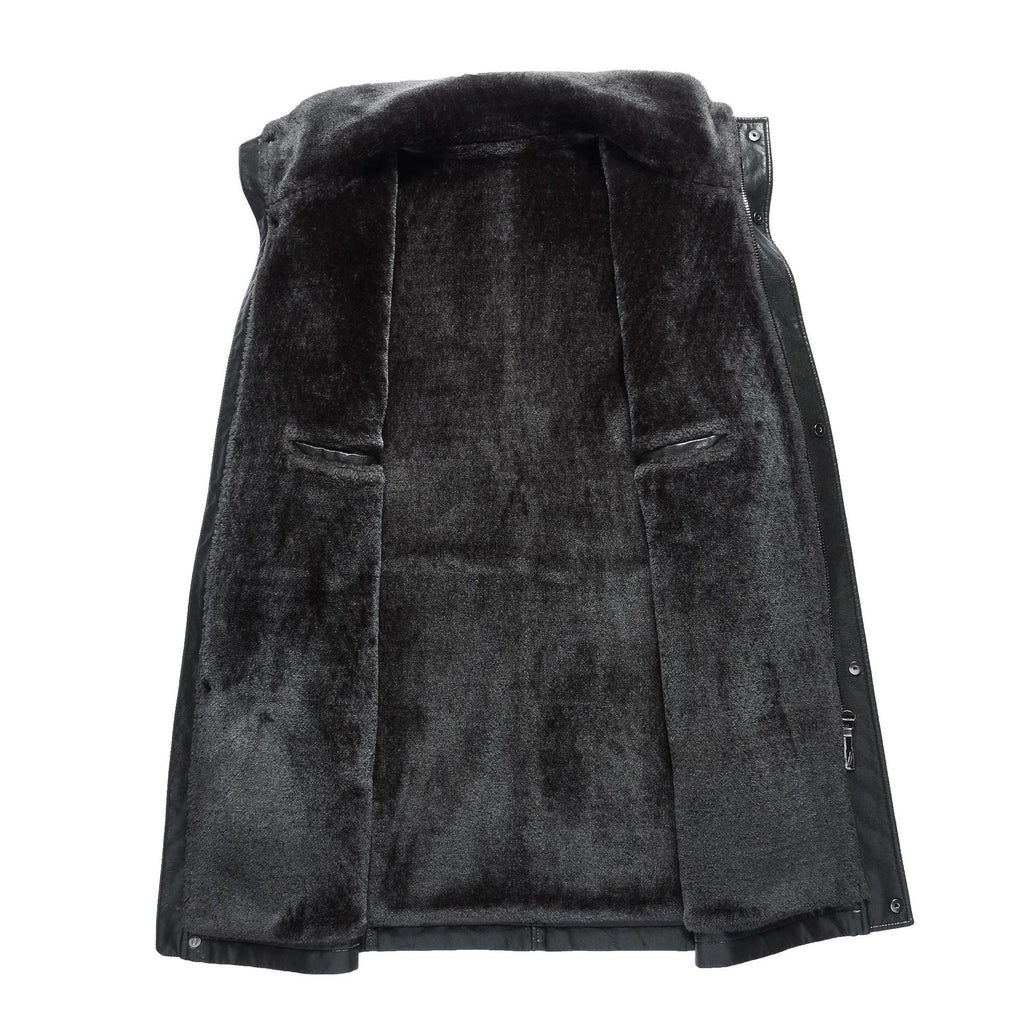 Real Leather Men's Winter Jacket – Thickened & Fleece-Lined Elegance