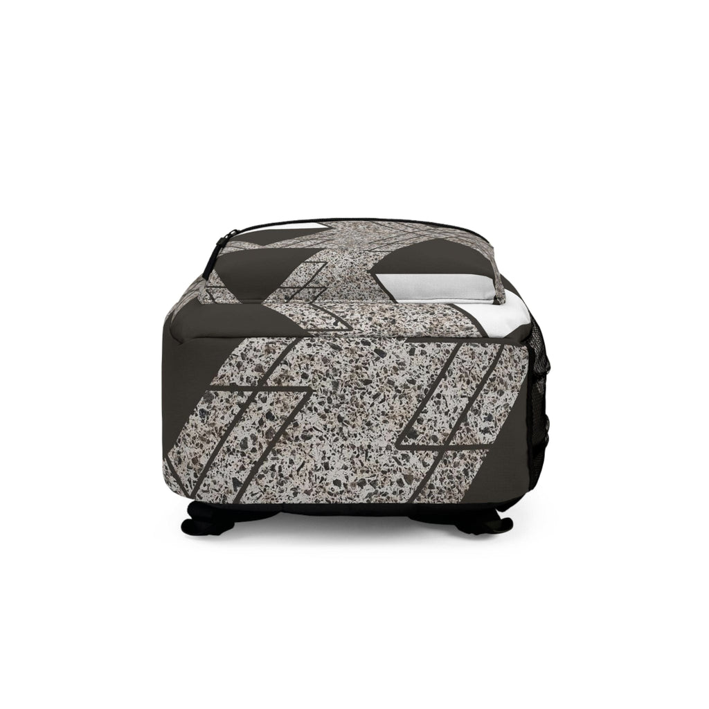 Backpack - Large Water-resistant Bag - Brown and White Triangular