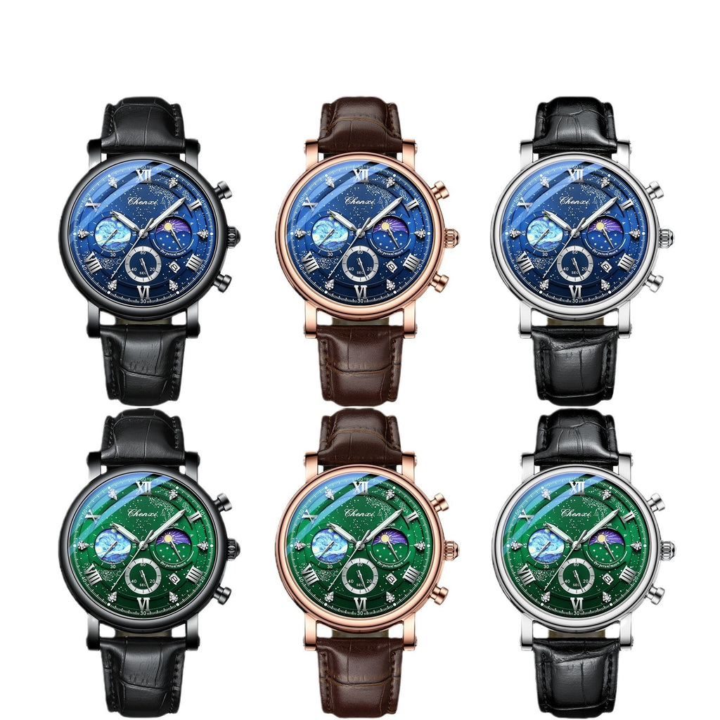 Multifunctional Luminous Moon Phase Calendar Watch