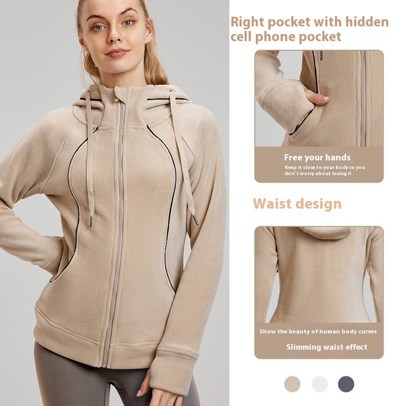Women's Long Sleeve Yoga Jacket – Lightweight Sportswear with Hidden