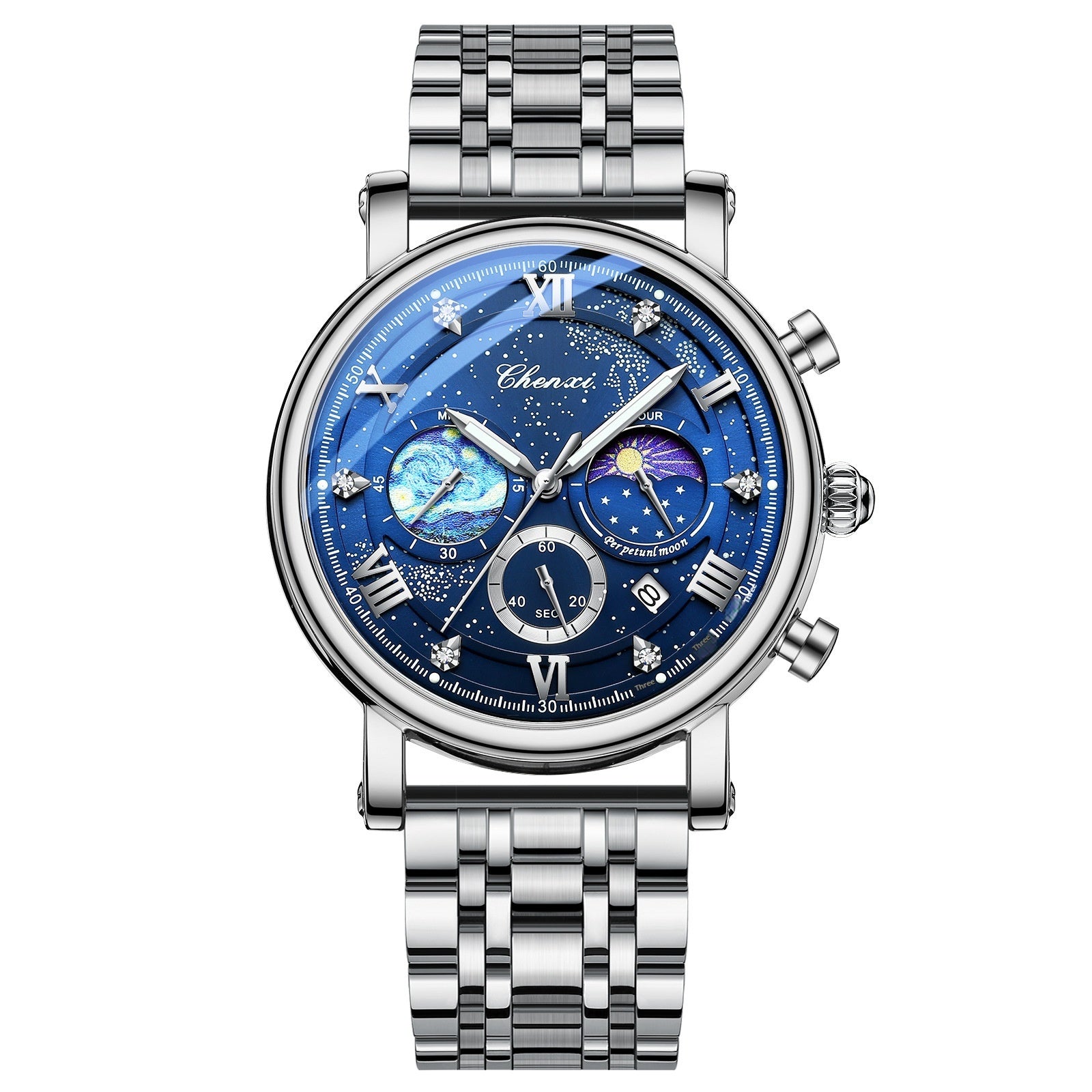 Multifunctional Luminous Moon Phase Calendar Watch