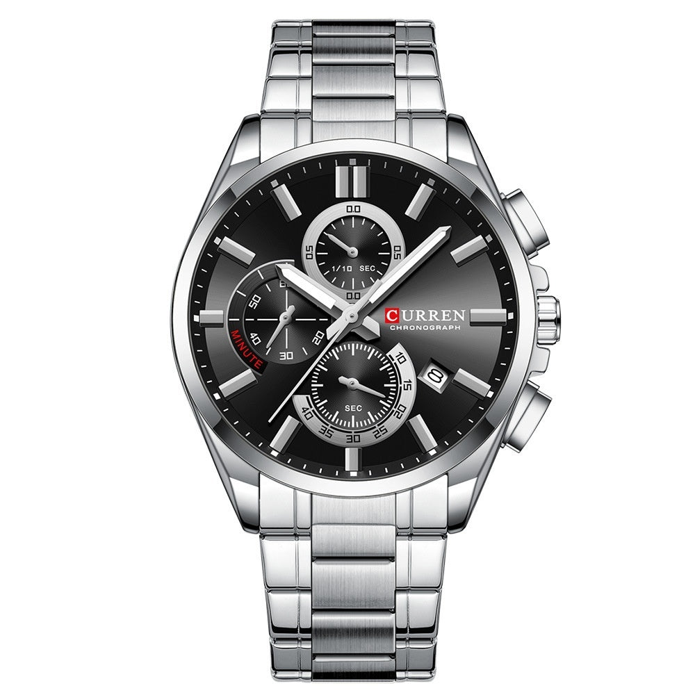 Men's Steel Strap Watch Waterproof Six-pin Timing