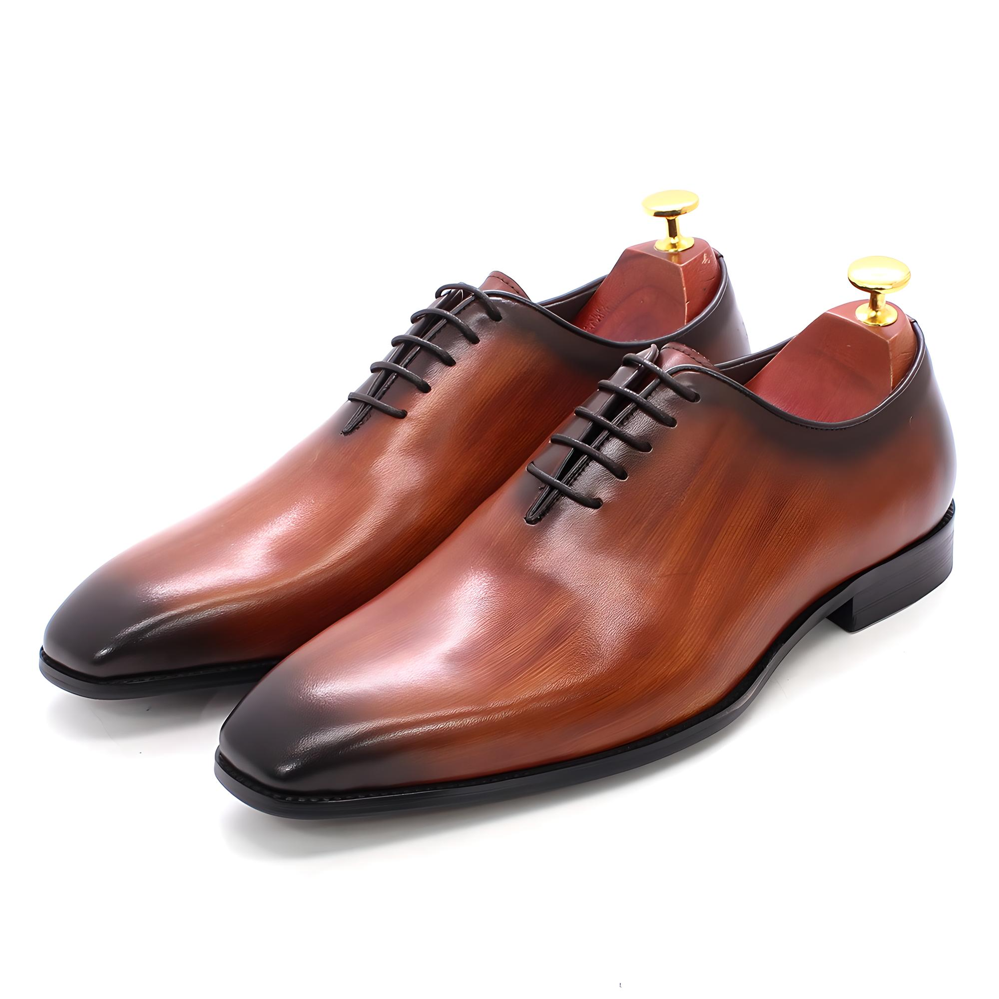 Italian Carved Leather Shoes Handmade Goodyear Leather Shoes Men