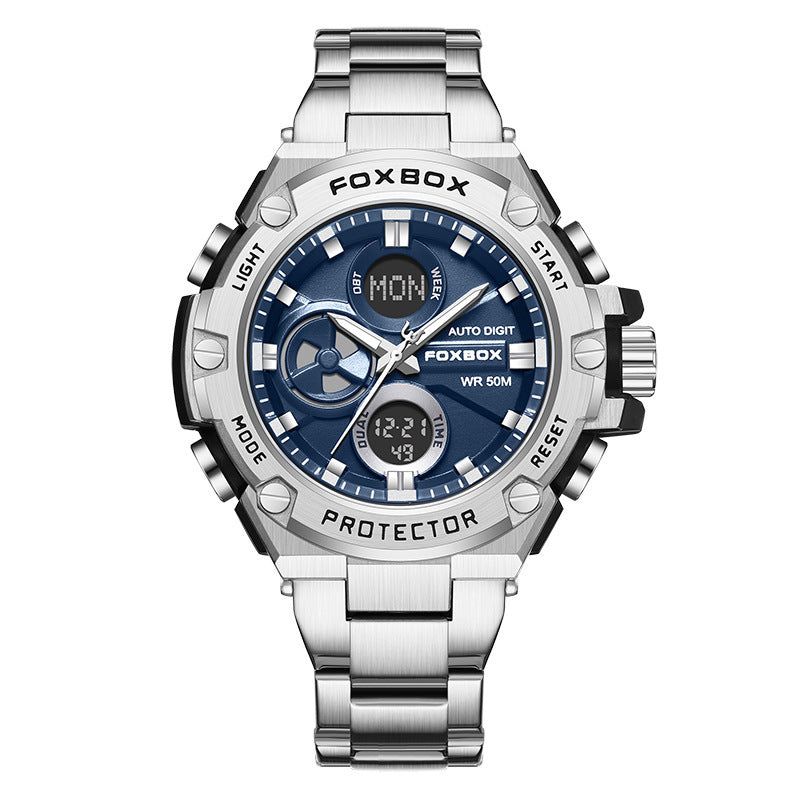 Fashion Double Display Luminous Electronic Watch Sports Quartz Steel Watch