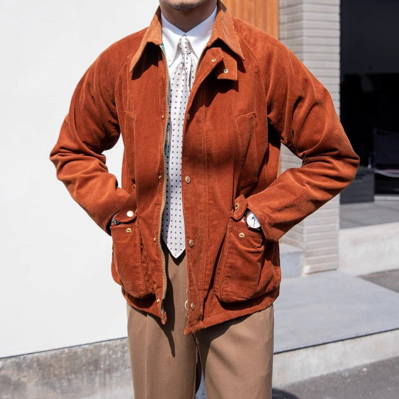 Vintage Corduroy Jacket Multi-bag For Men