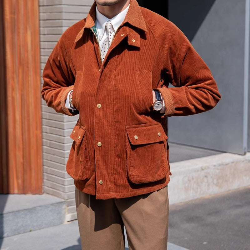 Vintage Corduroy Jacket Multi-bag For Men