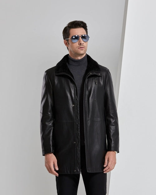 Real Leather Men's Winter Jacket – Thickened & Fleece-Lined Elegance