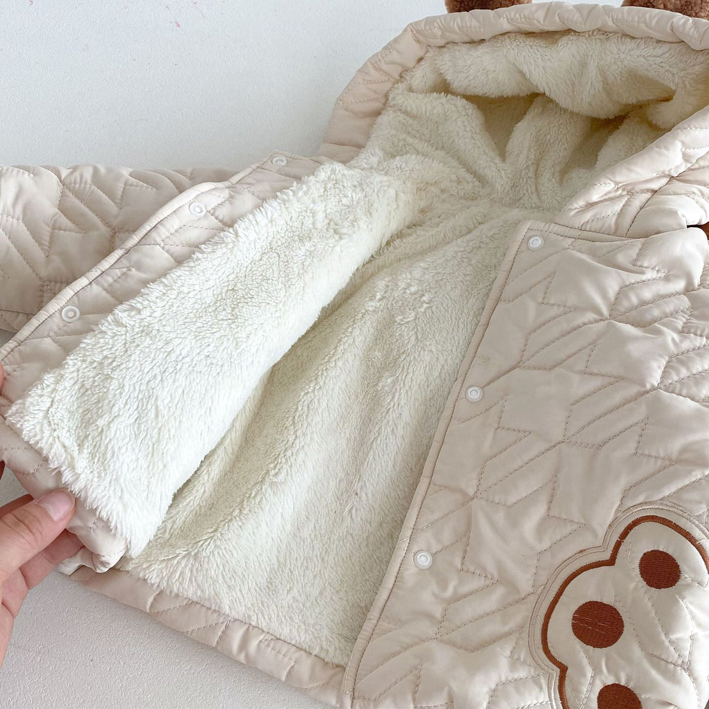 Winter Infant Baby Teddy Paws Pattern Long Sleeves Coat With Thick