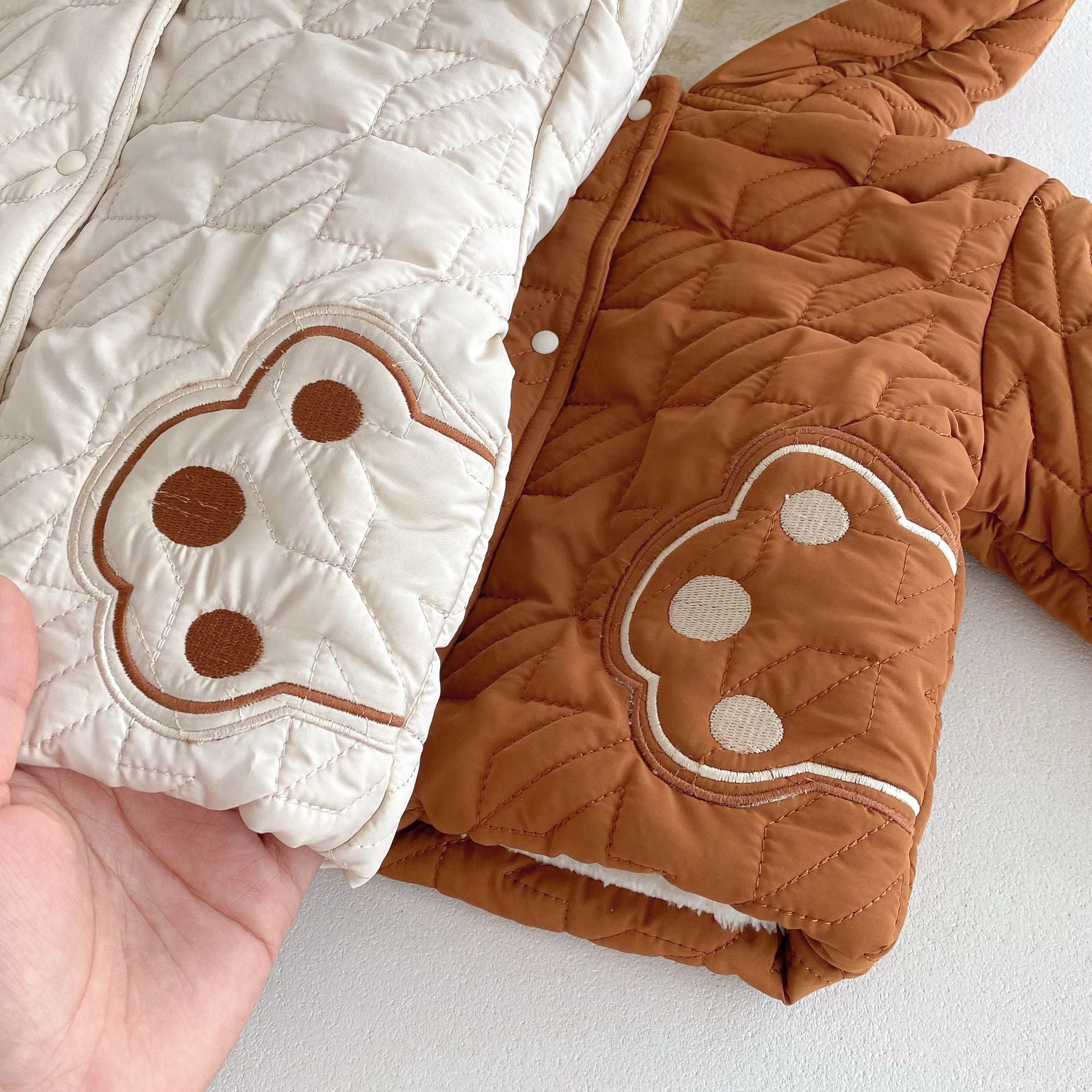Winter Infant Baby Teddy Paws Pattern Long Sleeves Coat With Thick